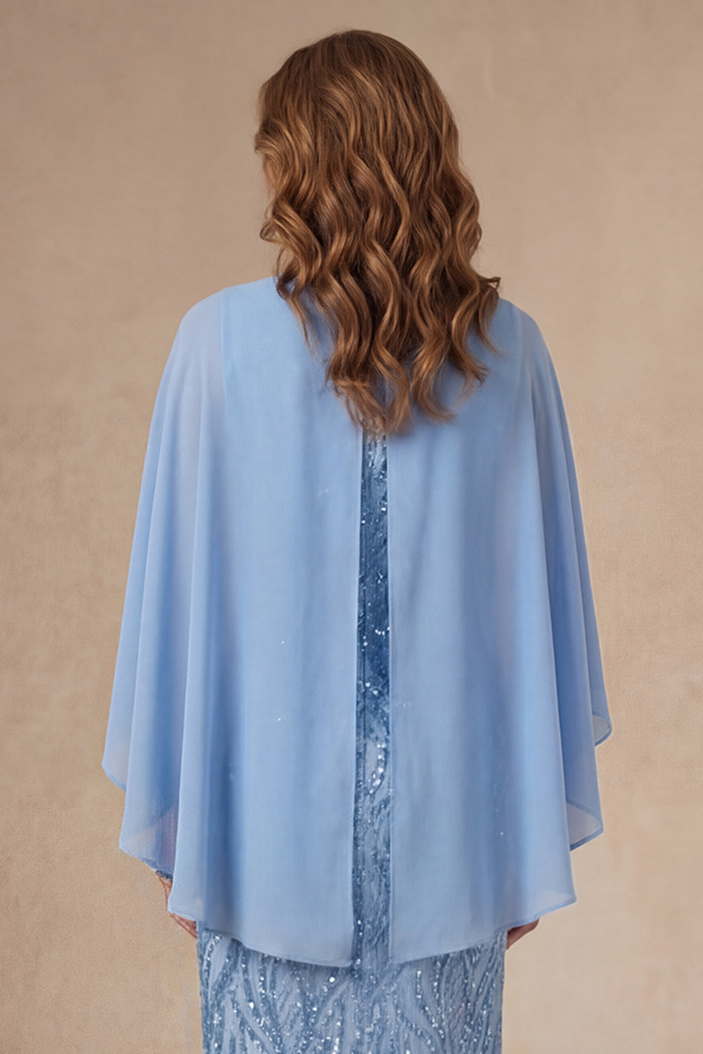 Light Blue Sheath Long Mother of the Bride Dress with Slit