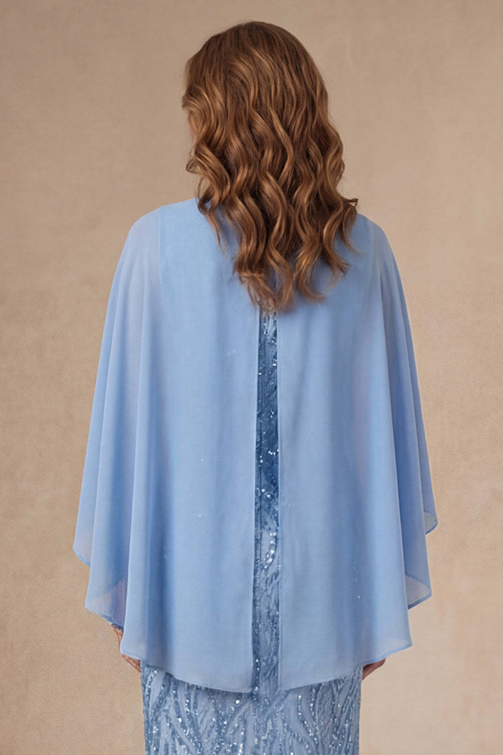 Light Blue Sheath Long Mother of the Bride Dress with Slit