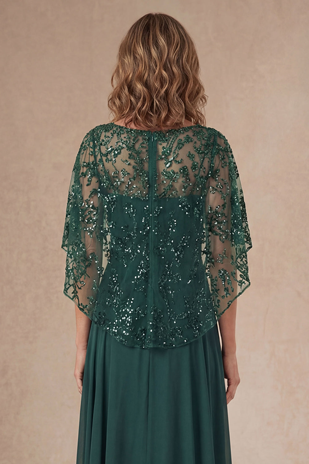 Dark Green Floral A Line Long Mother of the Bride Dress