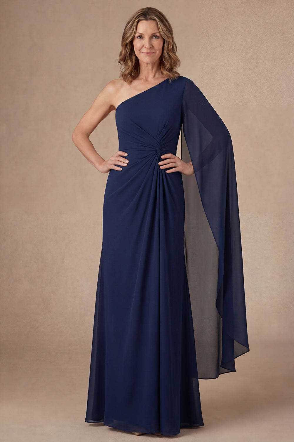 Leely Women Champagne Ruffled Ruched Long Mother of the Bride Dress Sleeveless Backless Evening Dress