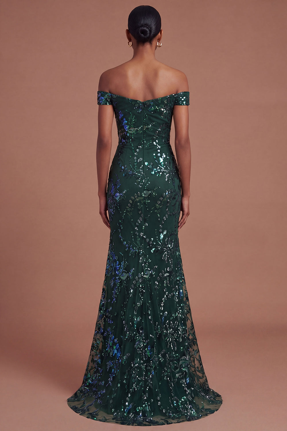 Sparkly Dark Green Sequined Mermaid Long Prom Dress with Slit