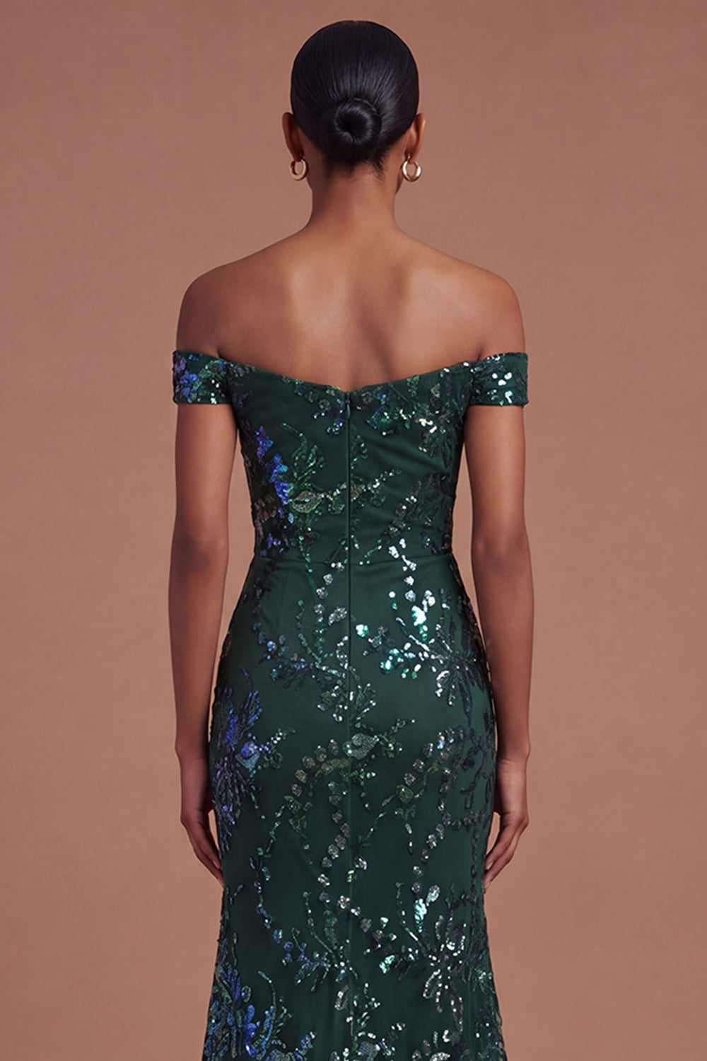 Sparkly Dark Green Sequined Mermaid Long Prom Dress with Slit