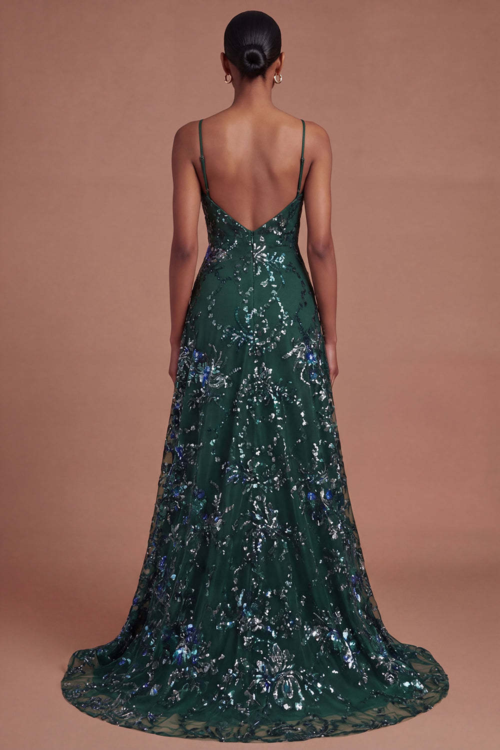A Line Dark Green Spaghetti Straps Long Prom Dress