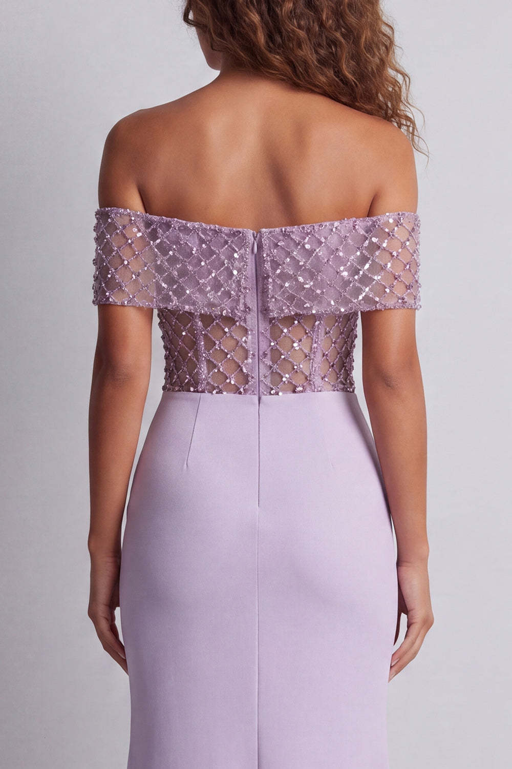 Beaded Mermaid Light Purple Long Formal Dress