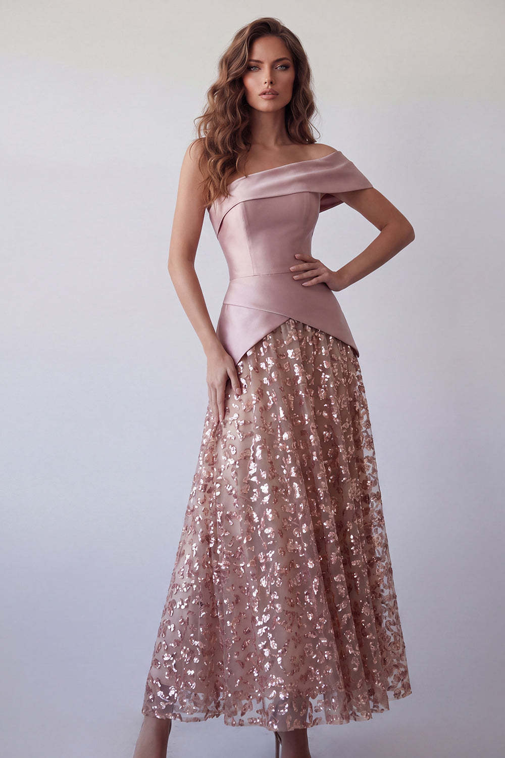 Leely Women Light Purple A Line Sparkly One Shoulder Long Formal Dress Backless Sleeveless Evening Dress