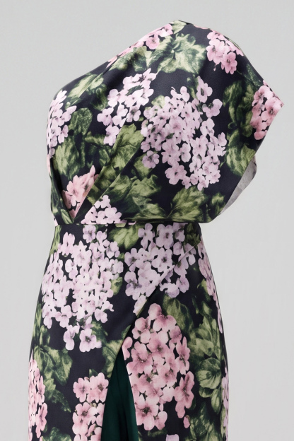 Floral Dark Green One Shoulder Wedding Guest Jumpsuit