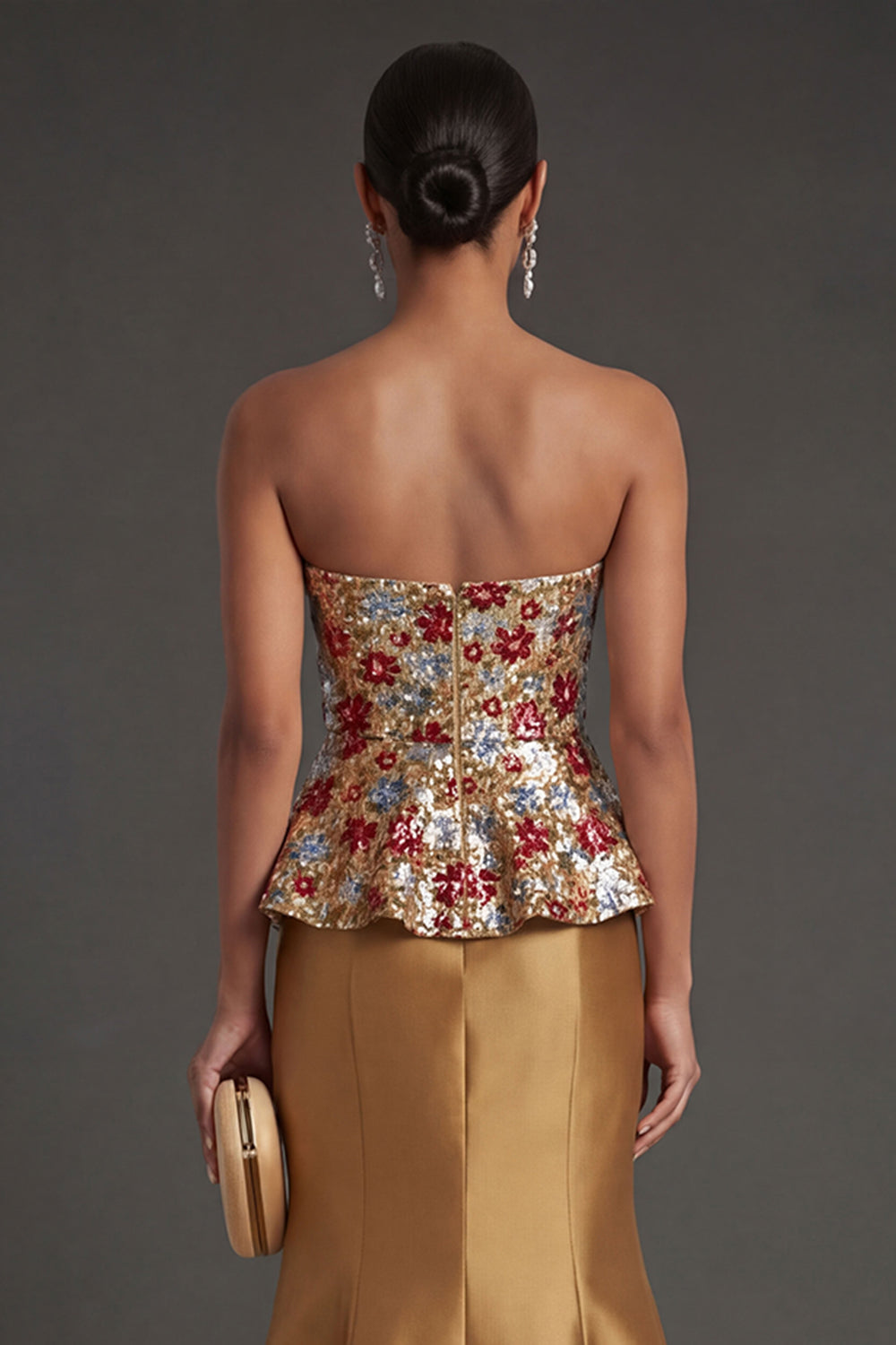 Red Floral Mermaid Long Formal Dress