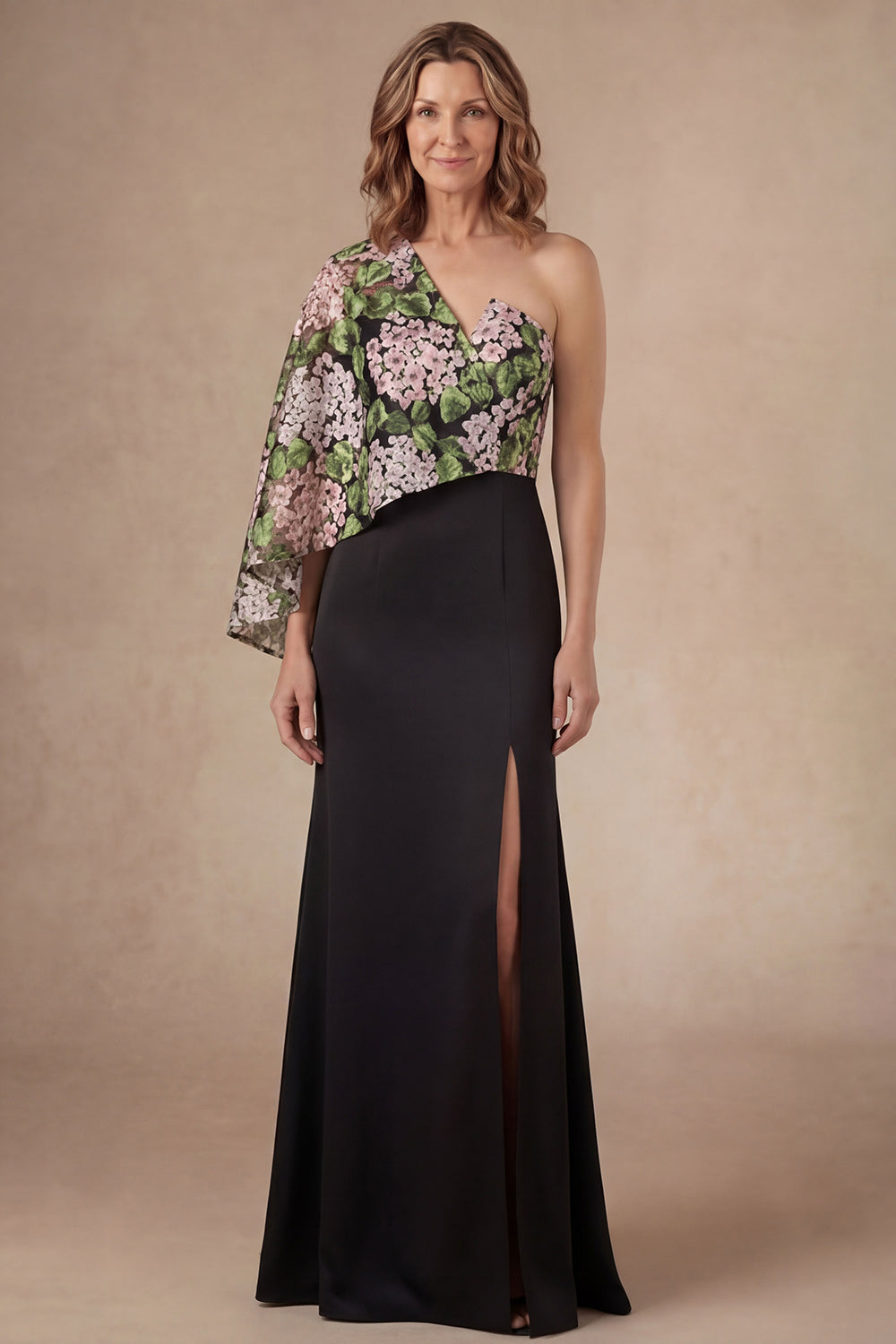 Dark Green Mermaid Floral Long Mother of the Bride Dress with Slit