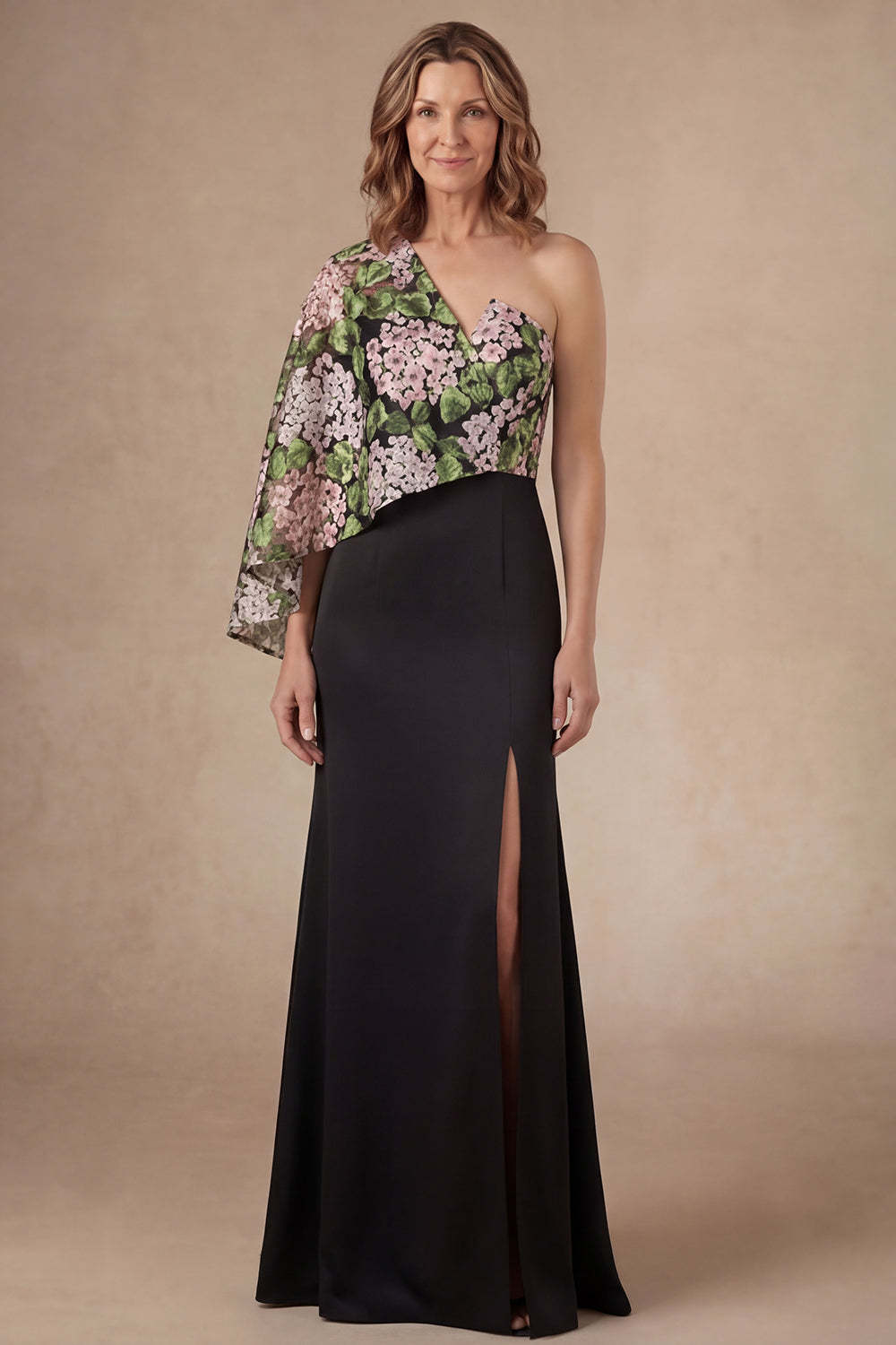 Leely Women Dark Green Floral Long Mother of the Bride Dress with Slit Mermaid Backless Sleeveless Wedding Guest Dress