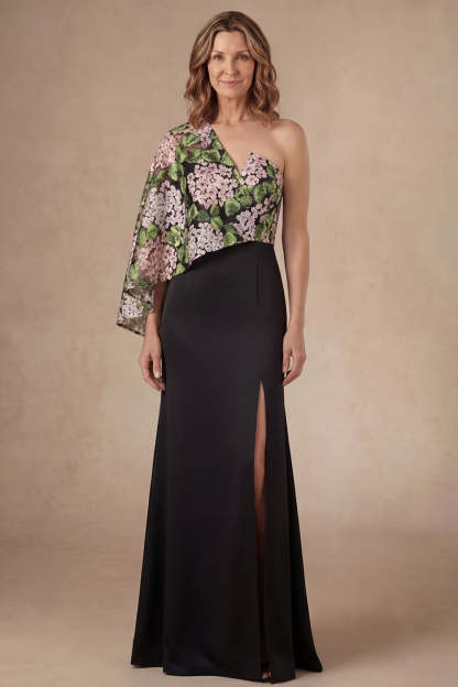 Leely Women Dark Green Floral Long Mother of the Bride Dress with Slit Mermaid Backless Sleeveless Wedding Guest Dress
