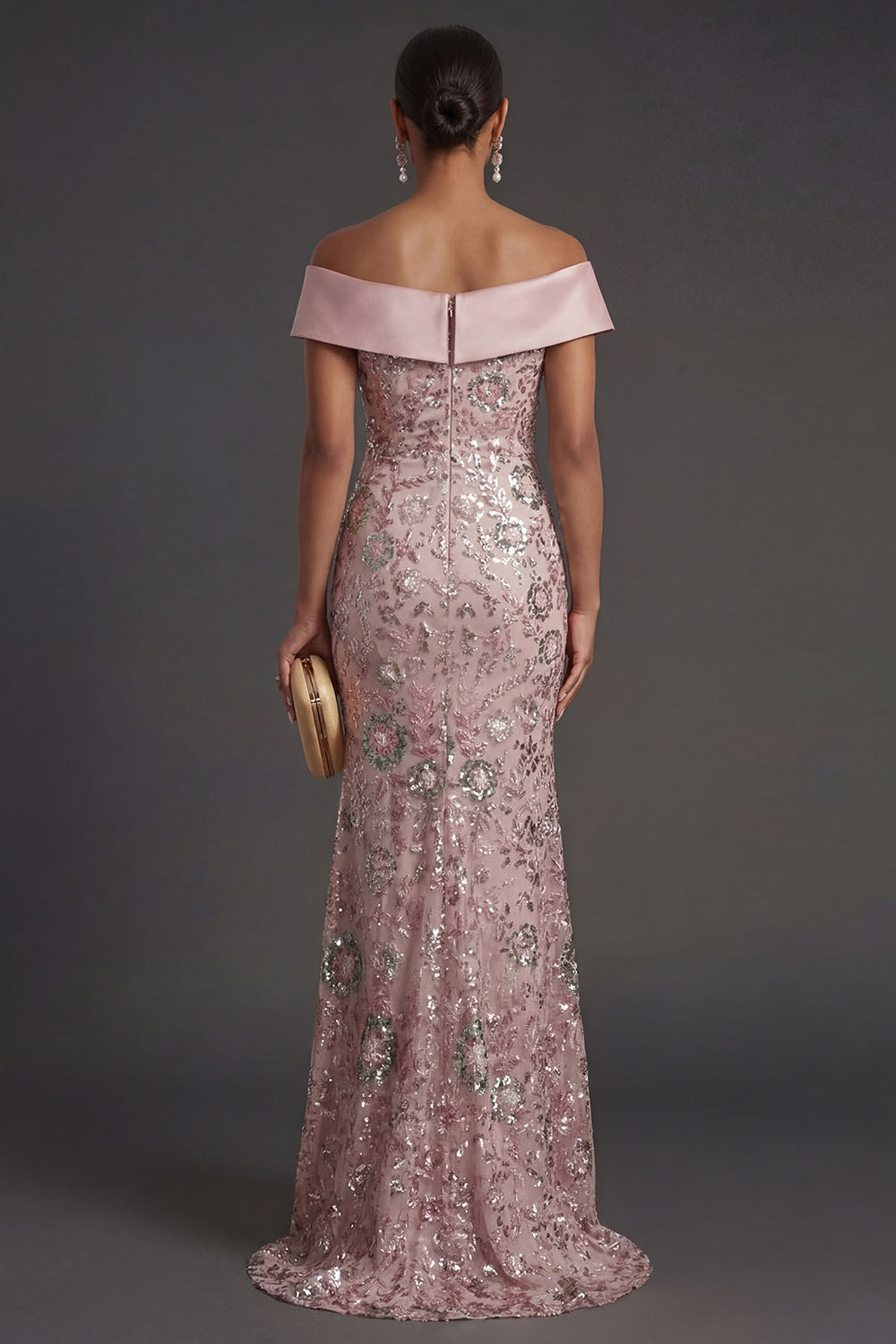 Pink Mermaid Sparkly Sequined Long Formal Dress