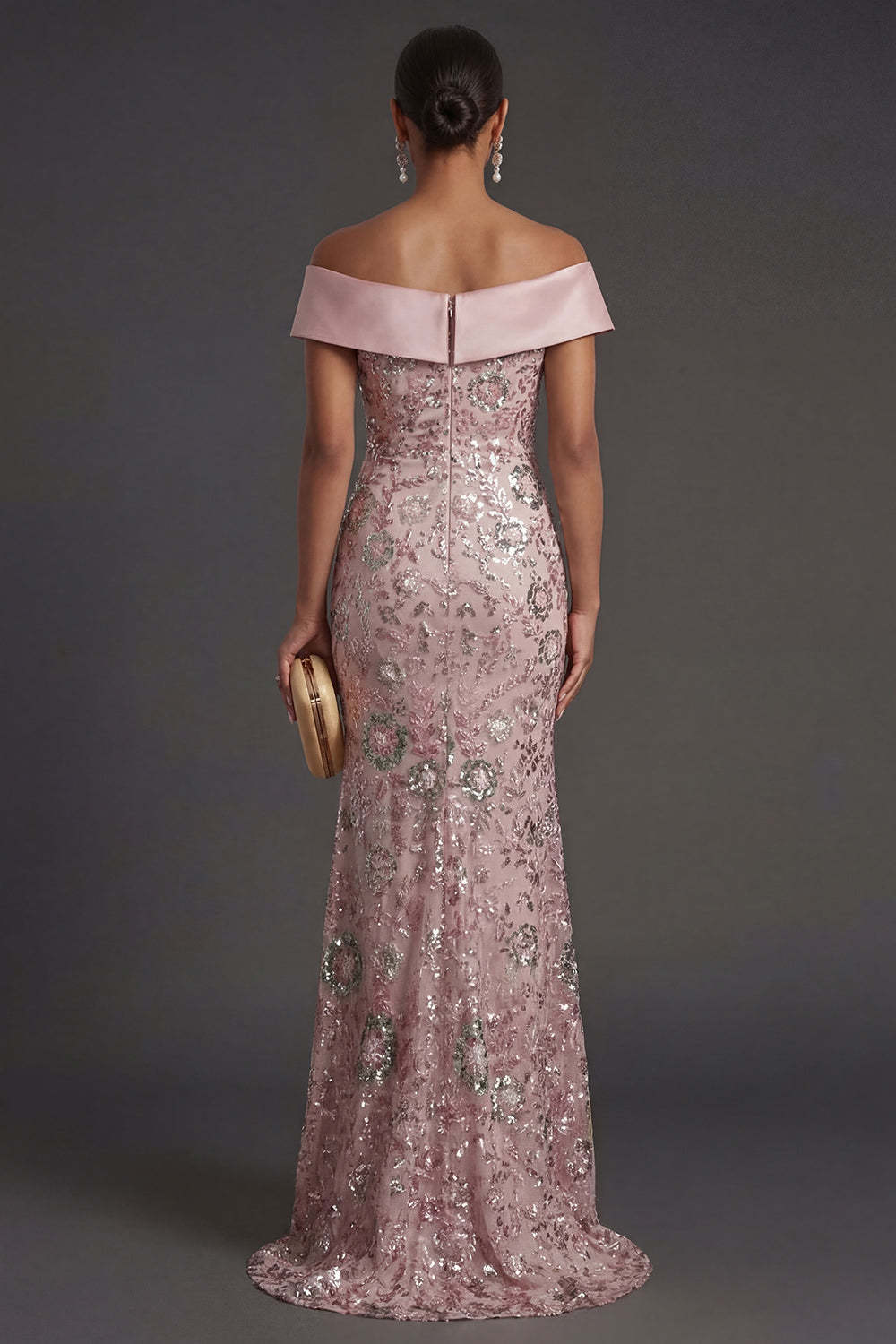 Pink Mermaid Sparkly Sequined Long Formal Dress