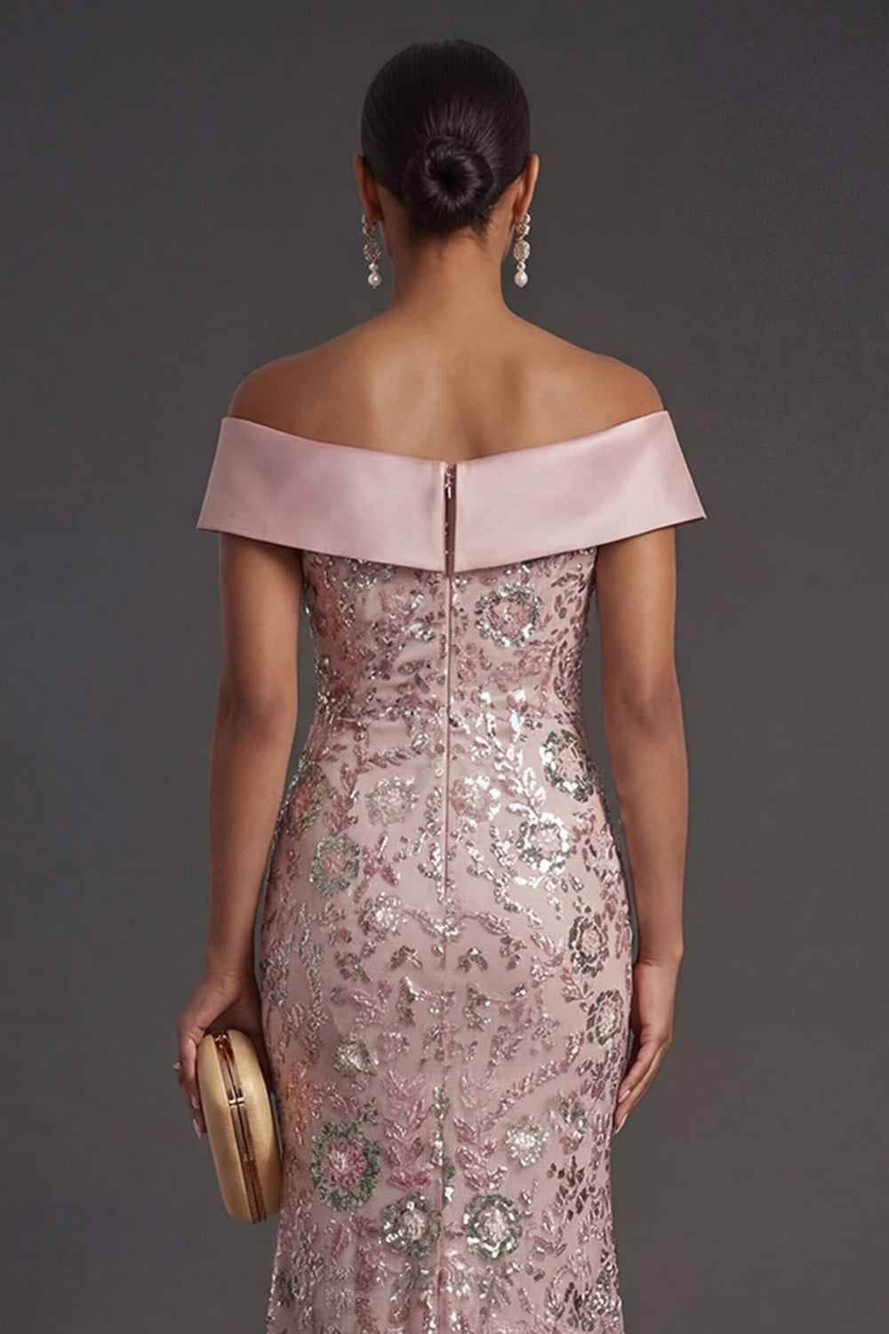 Pink Mermaid Sparkly Sequined Long Formal Dress