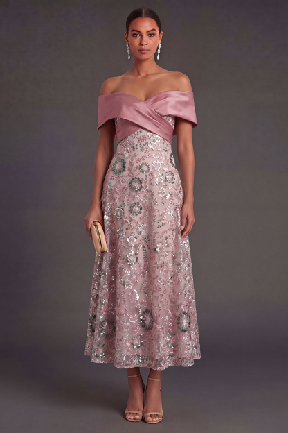 Leely Women Pink Sparkly Sequined Long Wedding Guest Dress A Line Backless Sleeveless Formal Dress