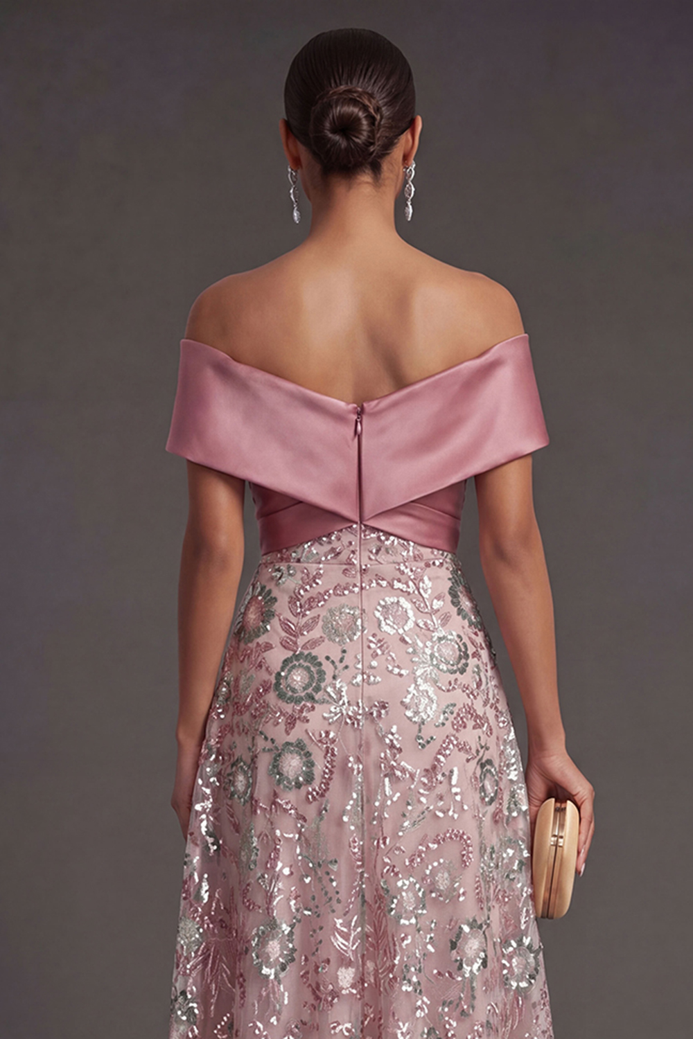 Pink Sparkly Sequined Long Wedding Guest Dress