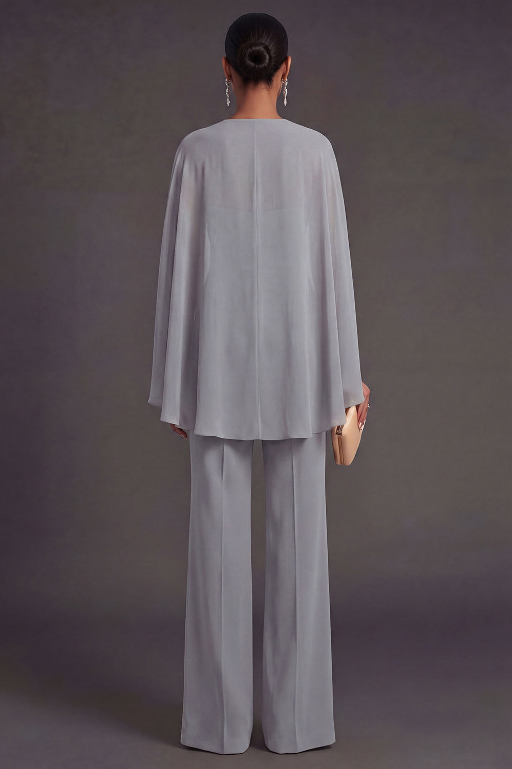 Floral Grey Blue Appliqued Long Formal Jumpsuits