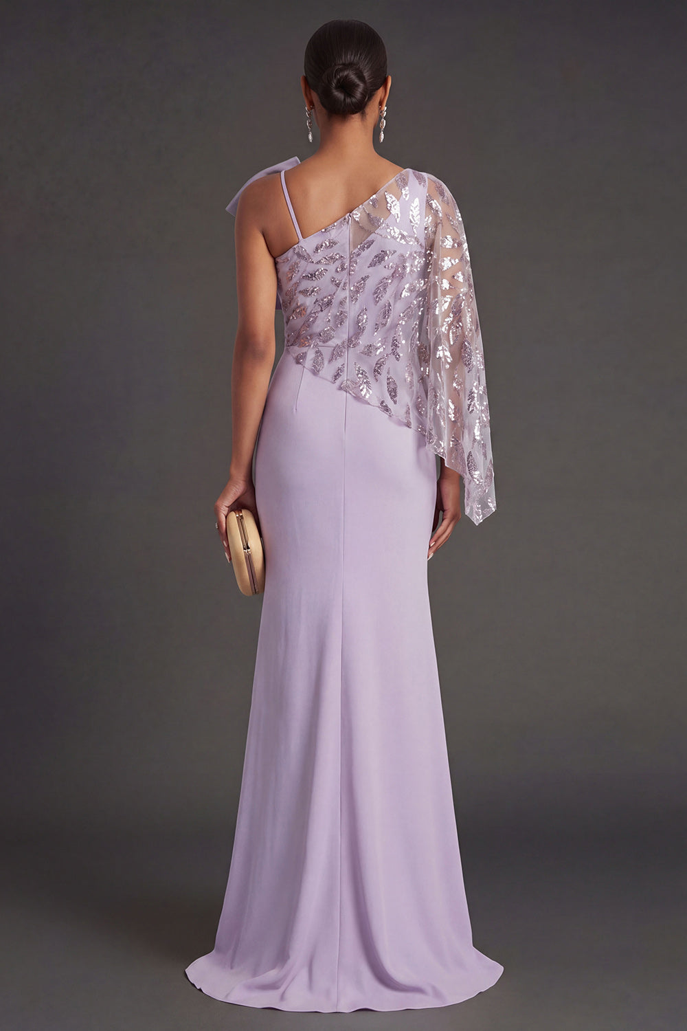 Lilac Mermaid Ruched One Shoulder Long Formal Dress