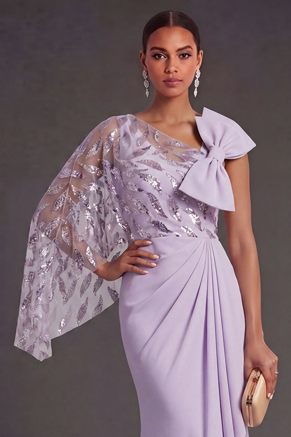 Lilac Mermaid Ruched One Shoulder Long Formal Dress