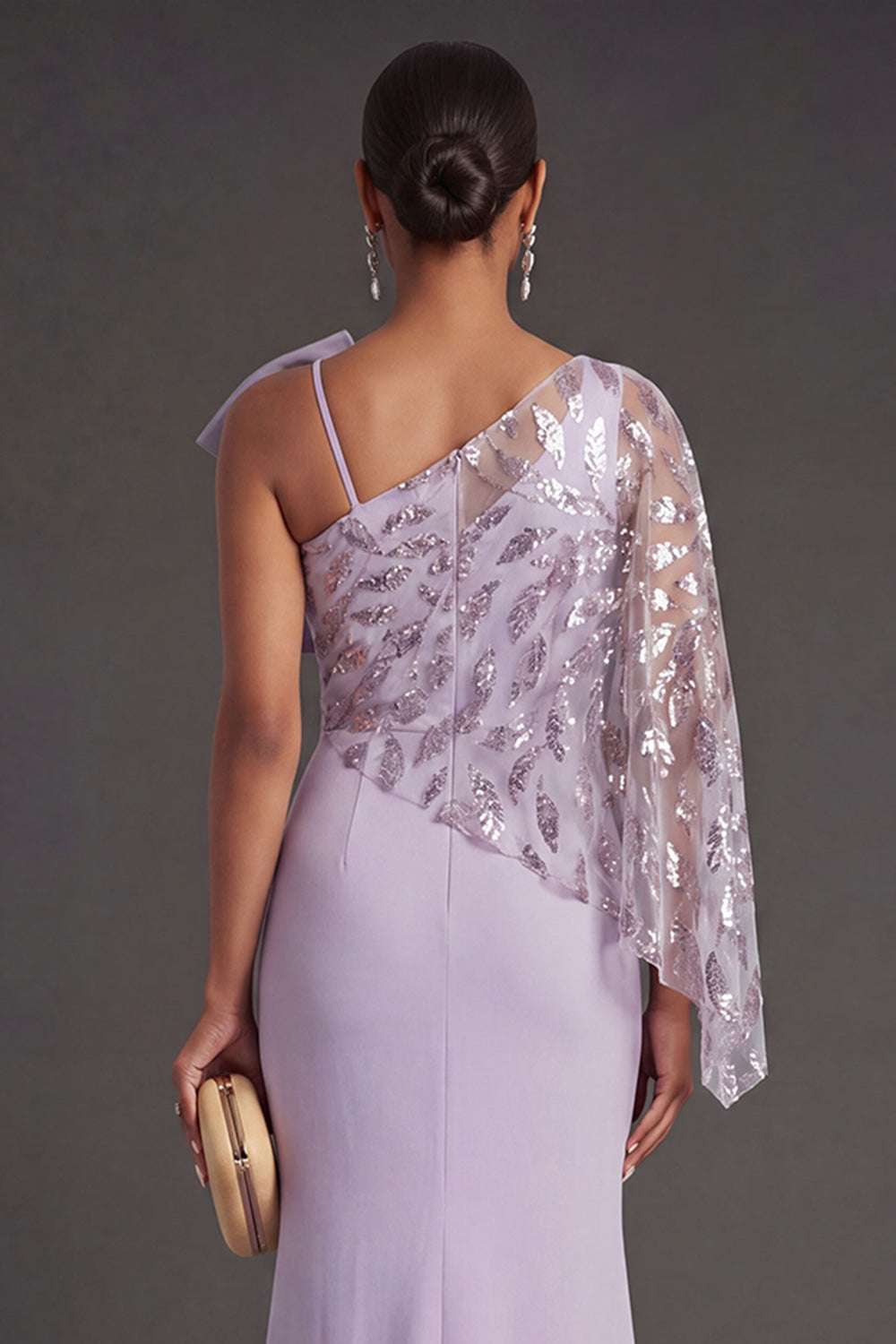 Lilac Mermaid Ruched One Shoulder Long Formal Dress