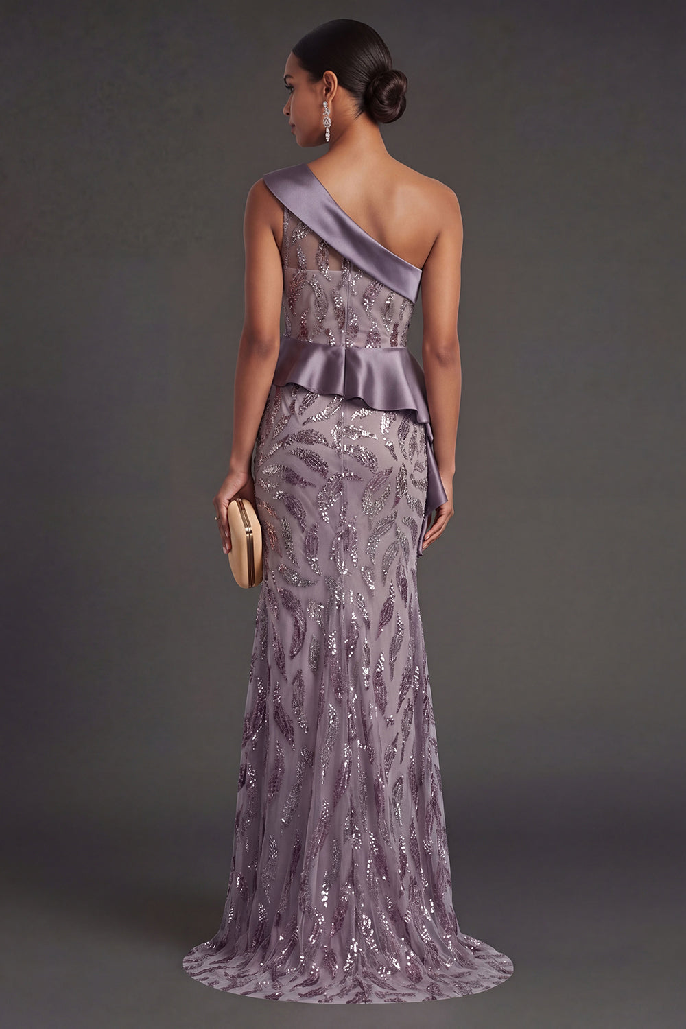 Vintage Mauve Mermaid Sparkly Long Formal Dress