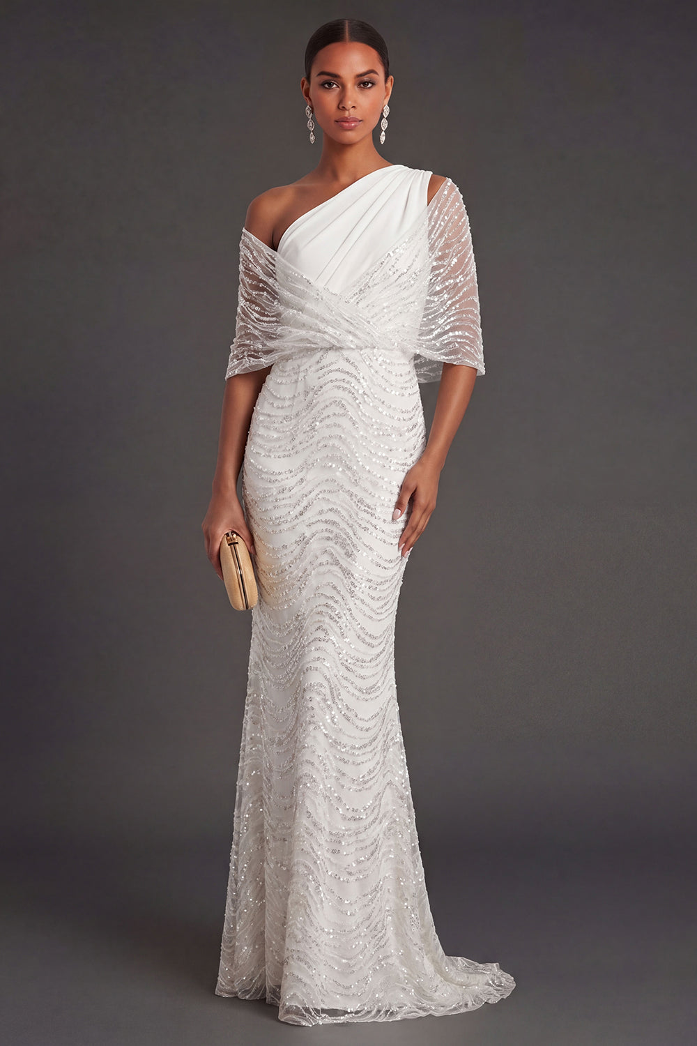 wedding guest dress beaded Mac Duggal - Pink Cap Sleeve Sheath Midi Dress With Floral Beading main image 0