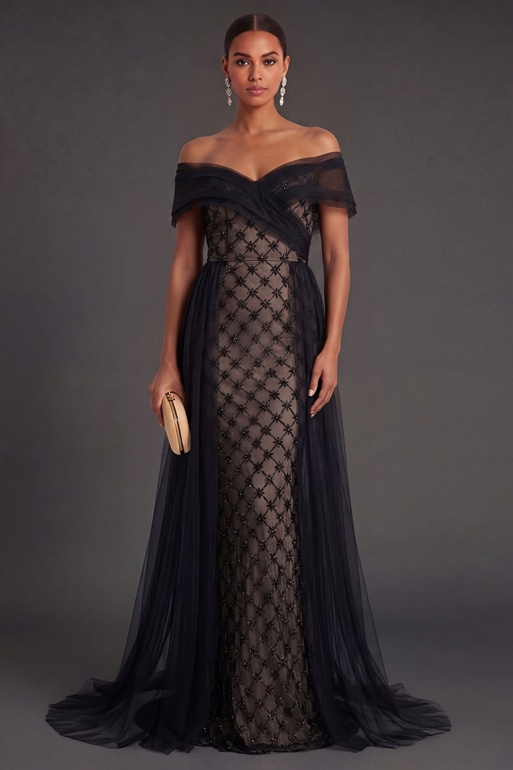 black white maxi dress plus size Black Goth Prom Dress main image 1