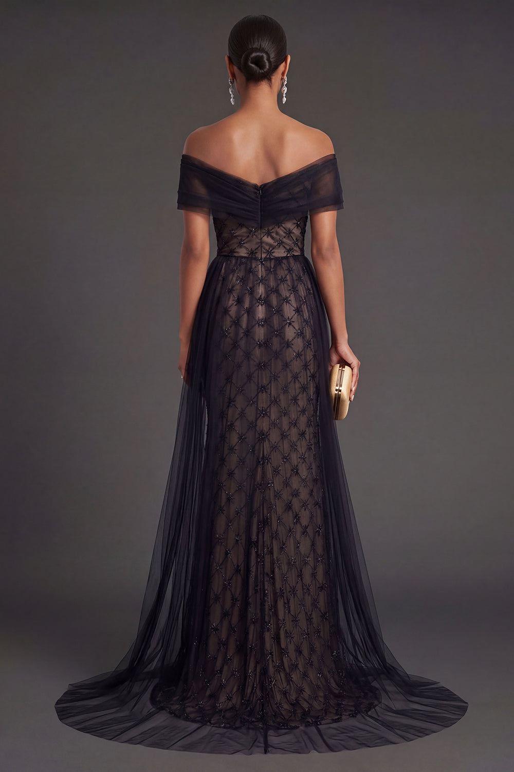 Off the Shoulder Black Mermaid Long Formal Dress