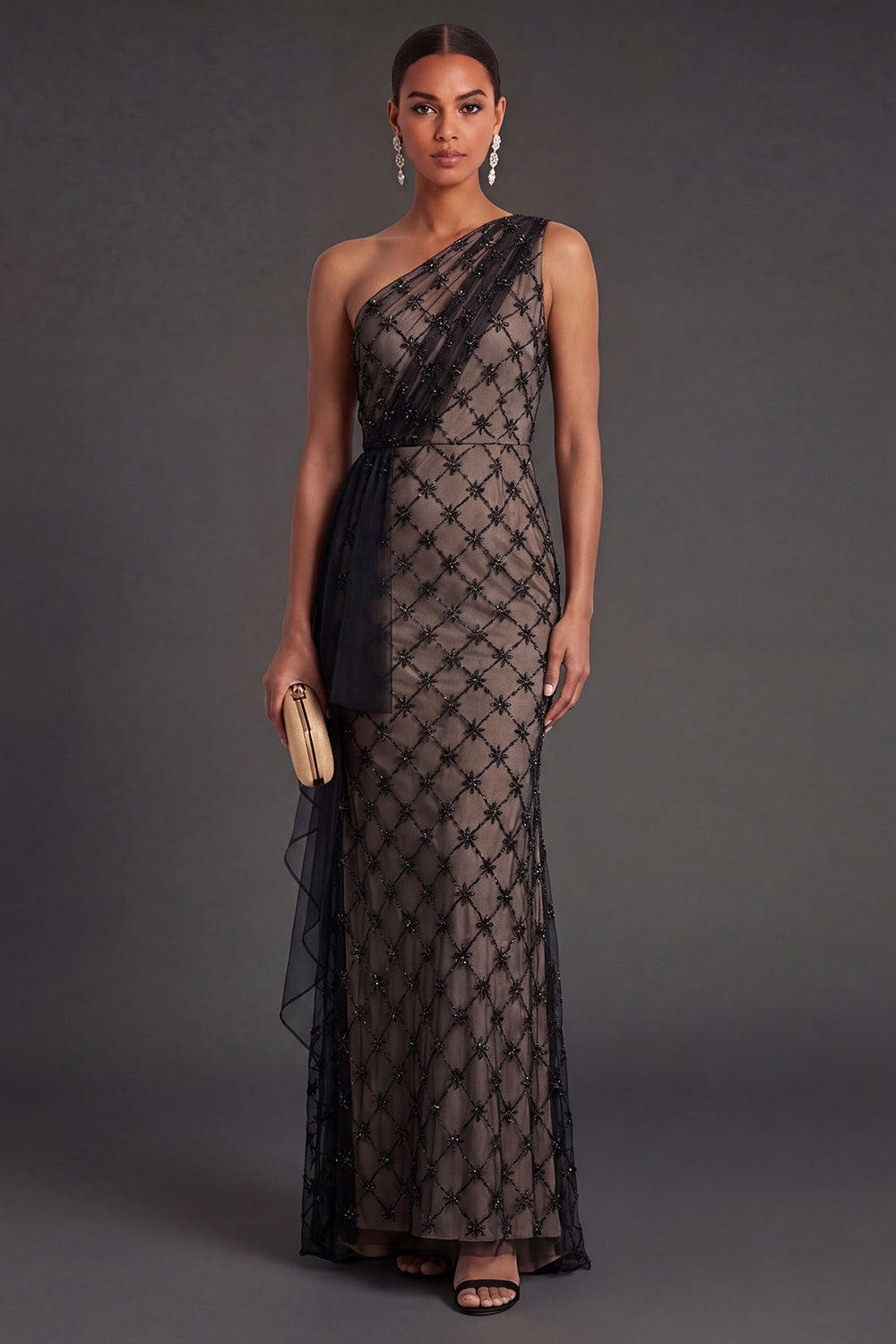 Black One Shoulder Mermaid Long Formal Dress