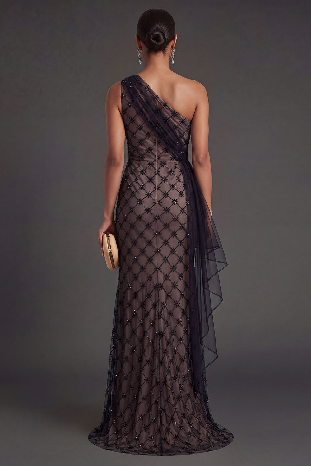 Black One Shoulder Mermaid Long Formal Dress