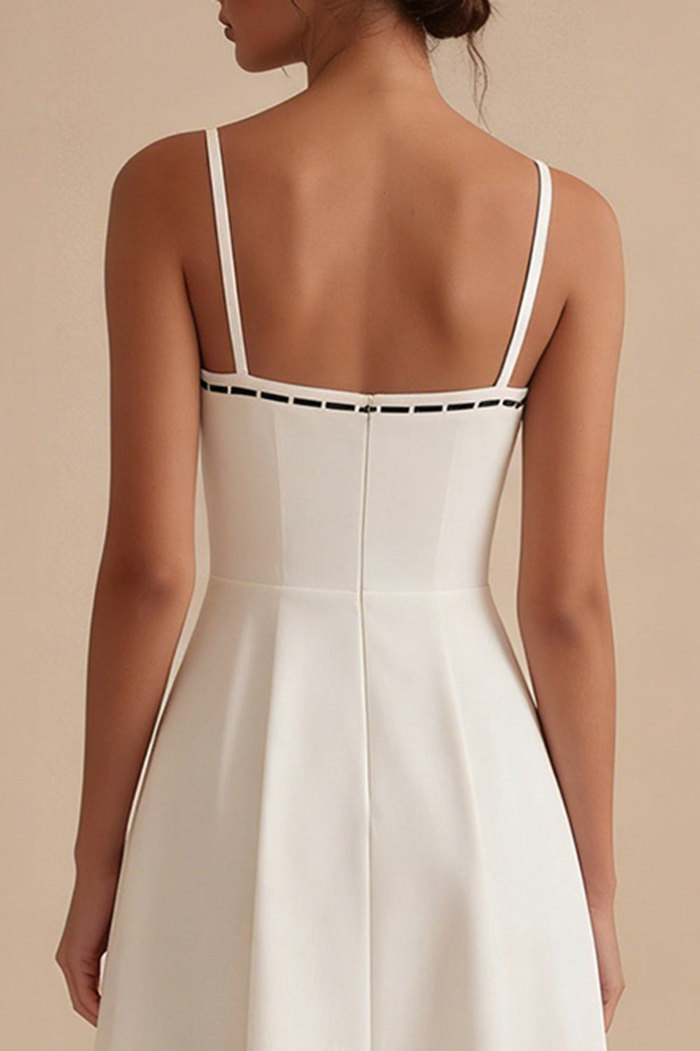 Thick Straps A Line White Midi Engagement Dress