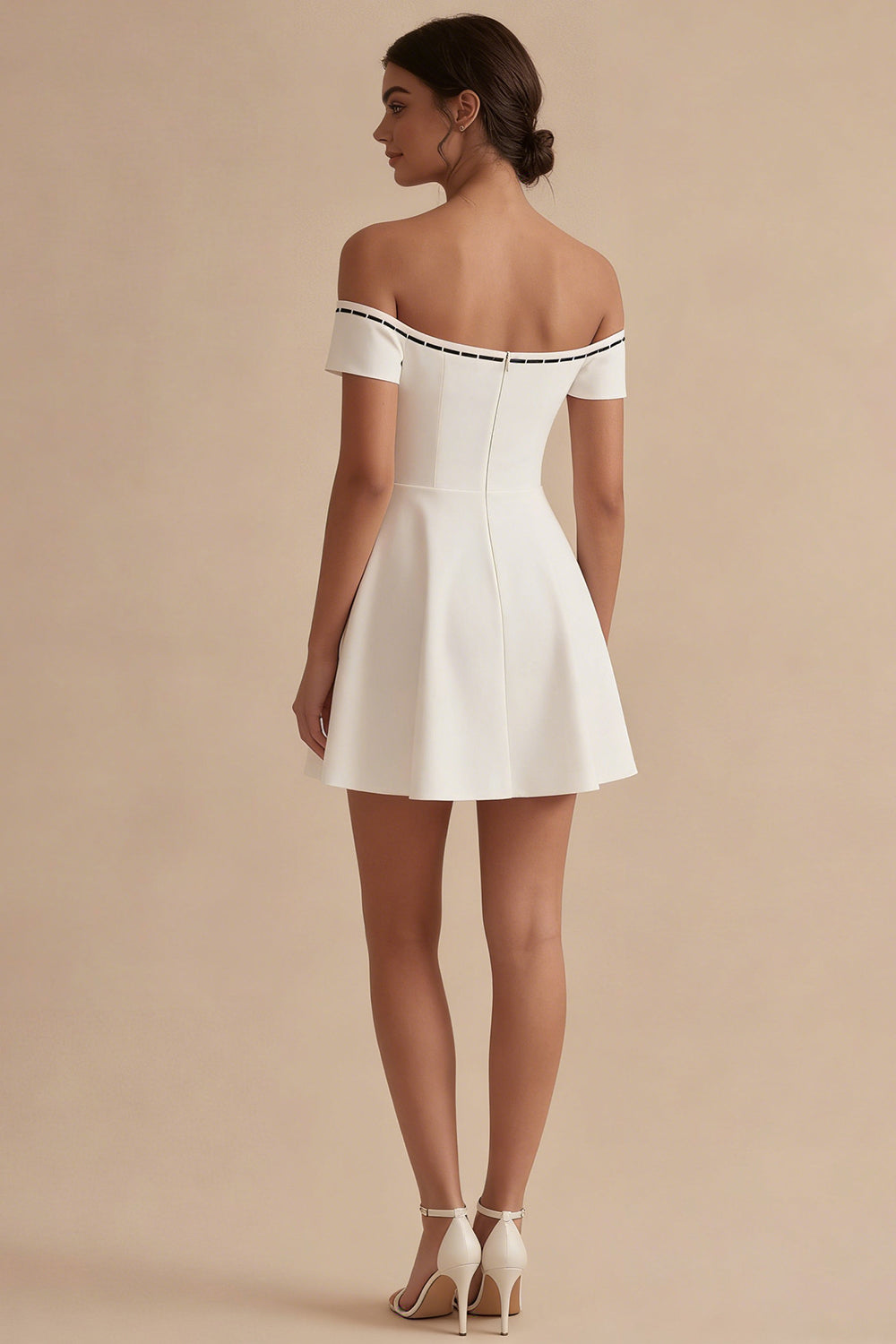Off the Shoulder A Line Little White Dress