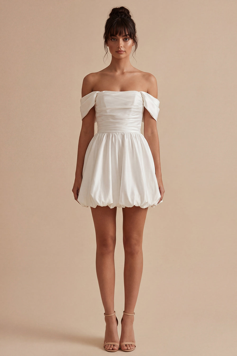 Bubble Off the Shoulder A Line Little White Dress