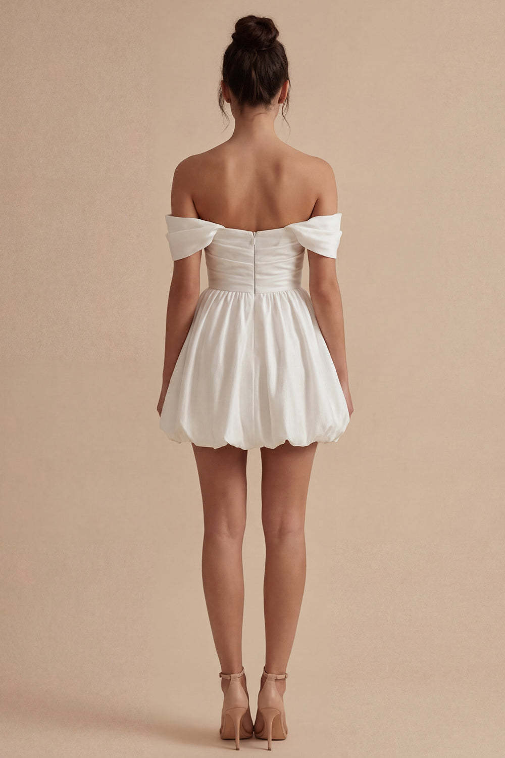 Bubble Off the Shoulder A Line Little White Dress