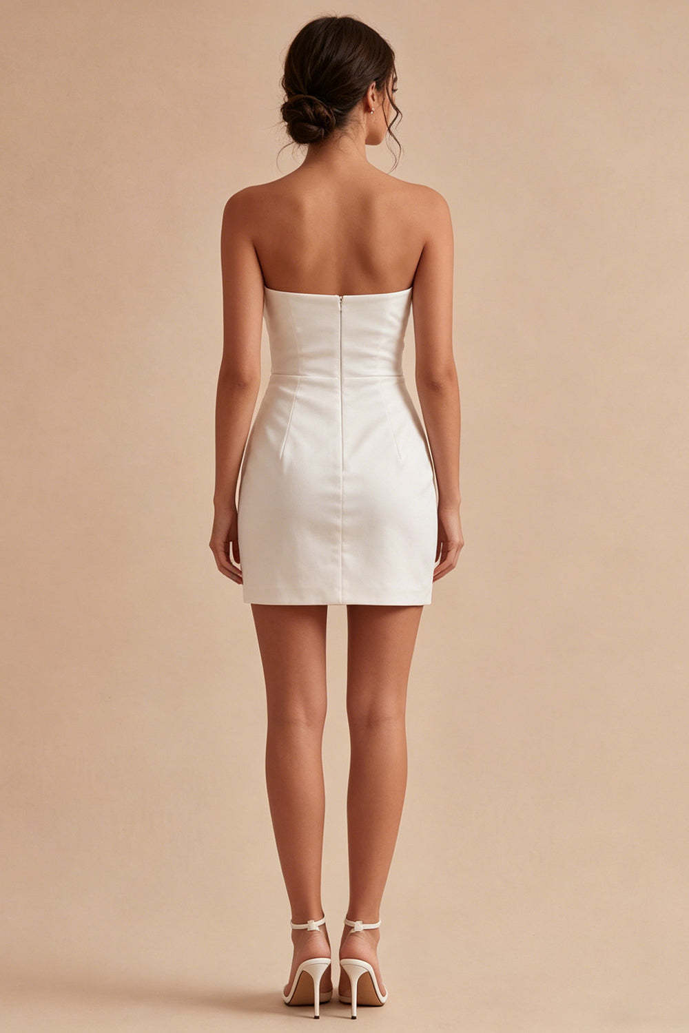 Bodycon White Ruched Short Bridal Shower Dress