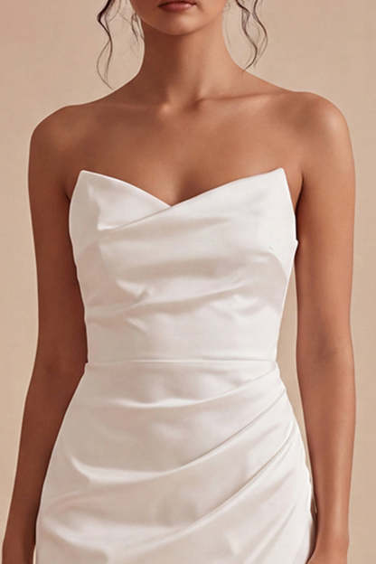 Bodycon White Ruched Short Bridal Shower Dress
