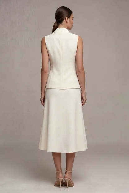 Ivory A Line Single Breasted Midi Blazer Dress