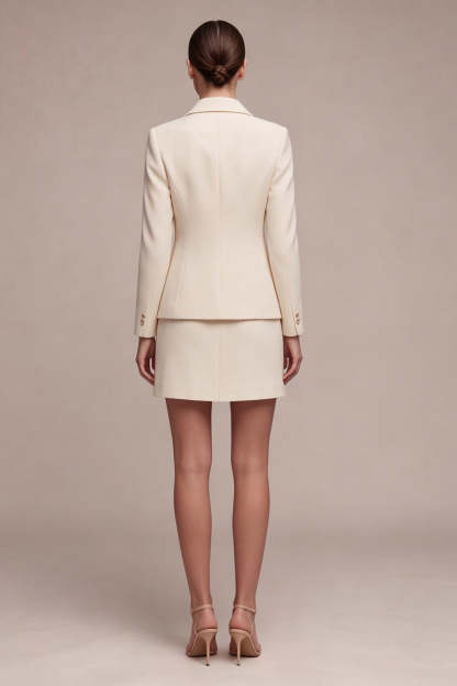 Single Breasted Ivory 2 Piece Short Blazer Dress