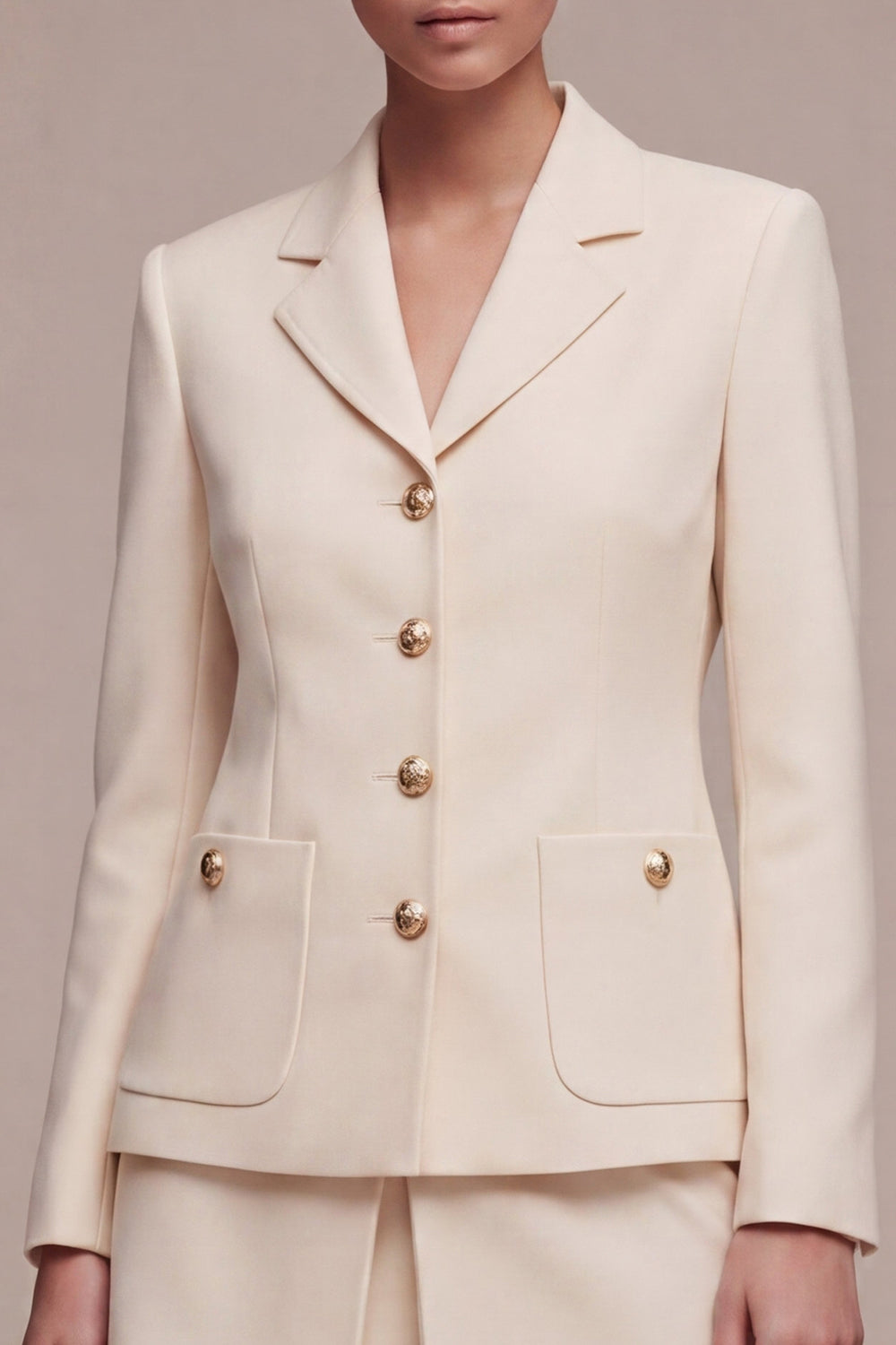 Single Breasted Ivory 2 Piece Short Blazer Dress