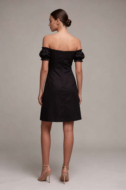 Off the Shoulder A Line Little Black Dress