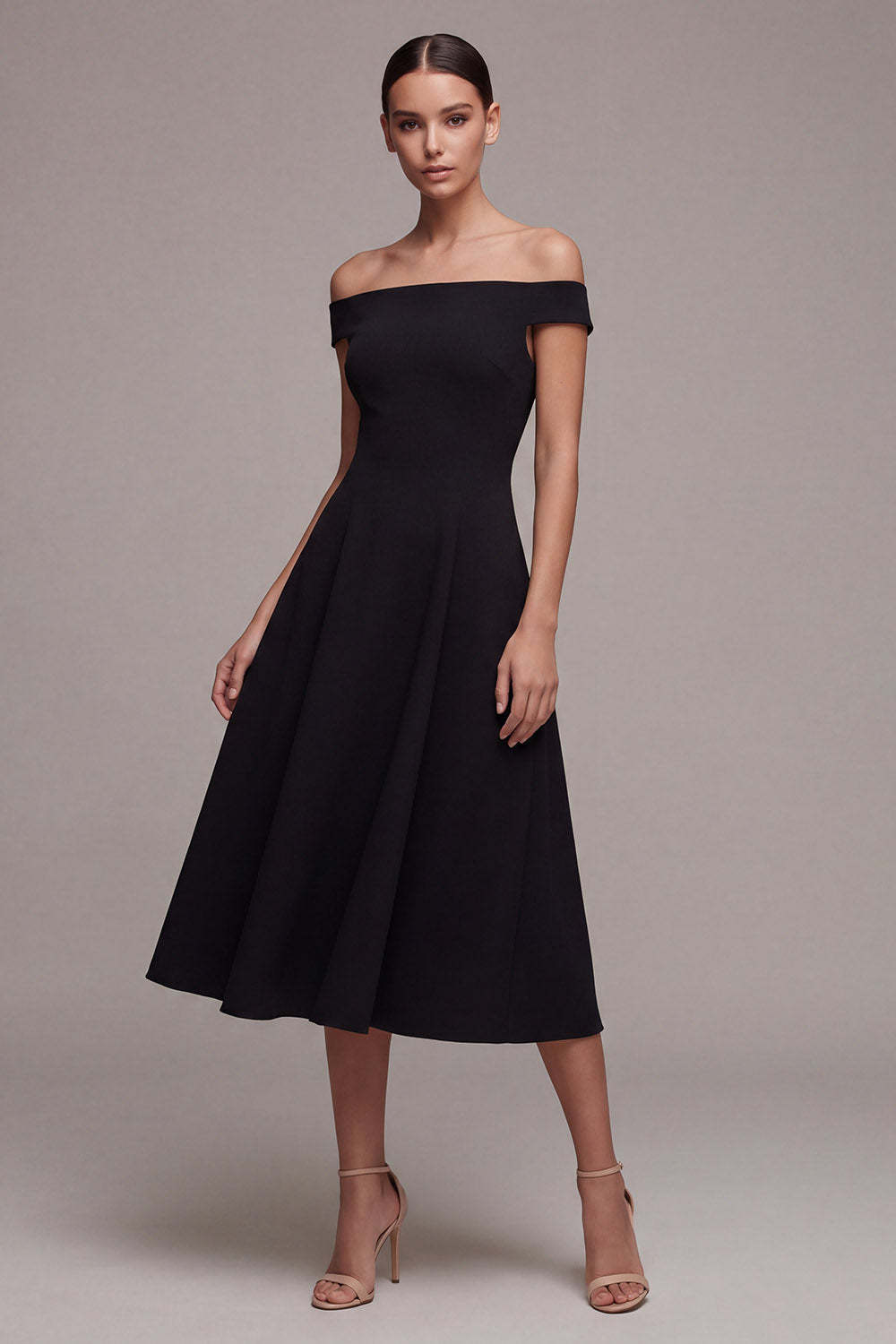 Leely Women Off the Shoulder A Line Little Black Dress Backless Sleeveless Wedding Guest Dress