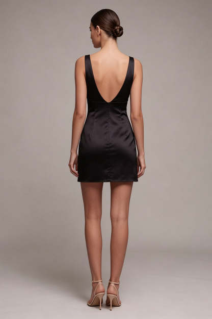 V Neck A Line Sleeveless Little Black Dress
