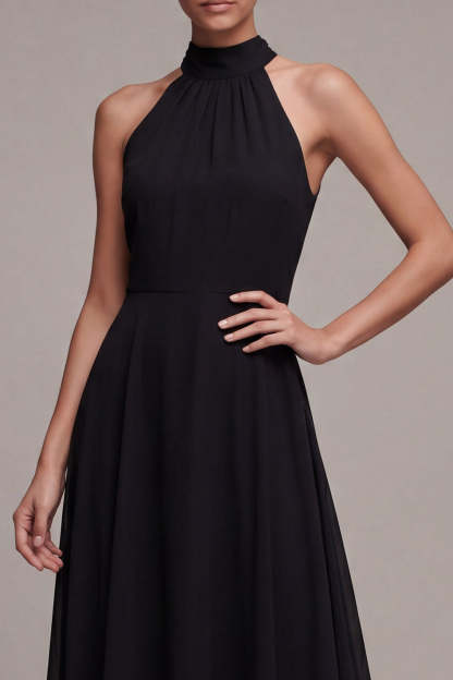 Halter Neck A Line Backless Long Formal Dress