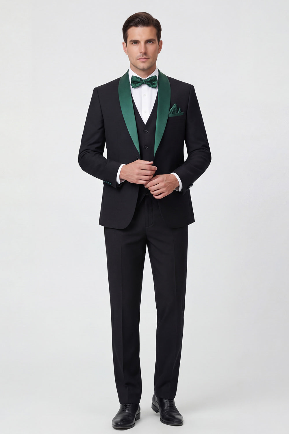 Leely Men Dark Green Prom Suits Shawl Lapel One Button Formal Suits