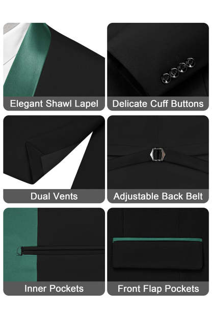 Shawl Lapel Dark Green One Button Men's Prom Suits