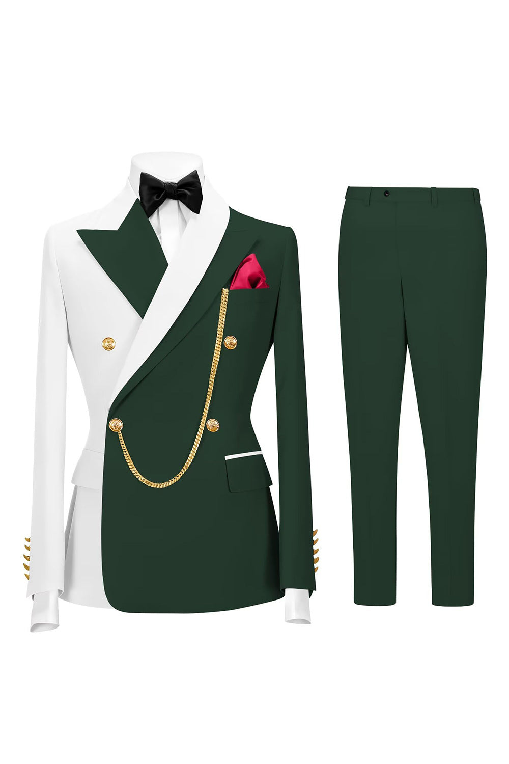 Double Breasted 2 Piece Peak Lapel Black Men's Prom Suits