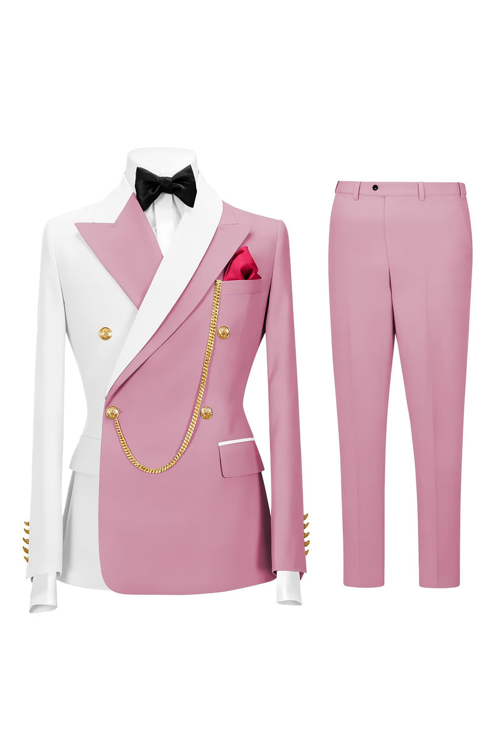 Leely Men Black Prom Suits Peak Lapel 2 Piece Double Breasted Formal Suits