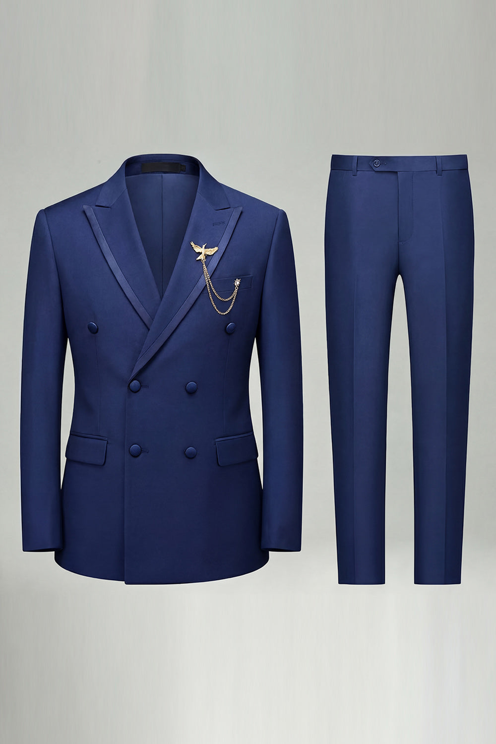 Double Breasted Peak Lapel 2 Piece Black Men's Prom Suits