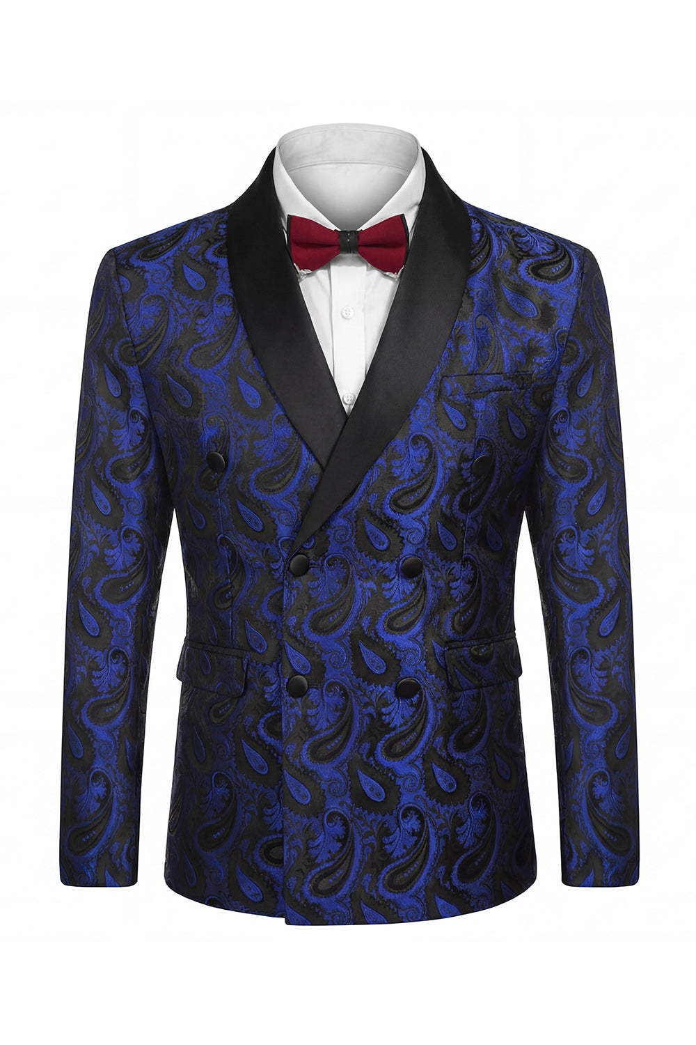 2 Piece Double Breasted Shawl Lapel Black Men's Wedding Suits