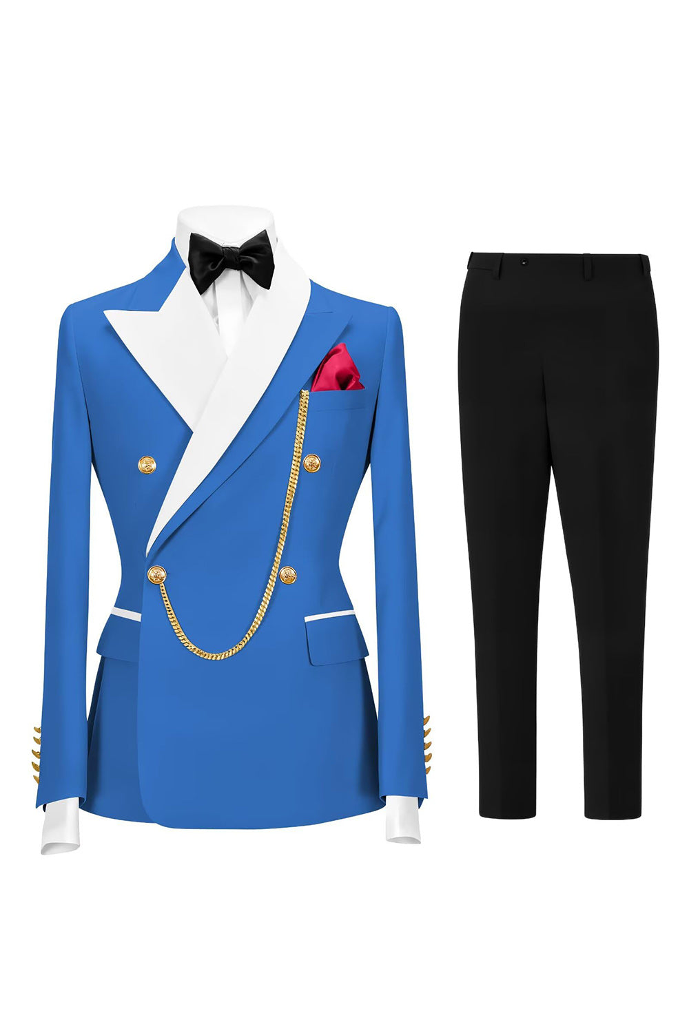 2 Piece Double Breasted Champagne Peak Lapel Men's Prom Suits