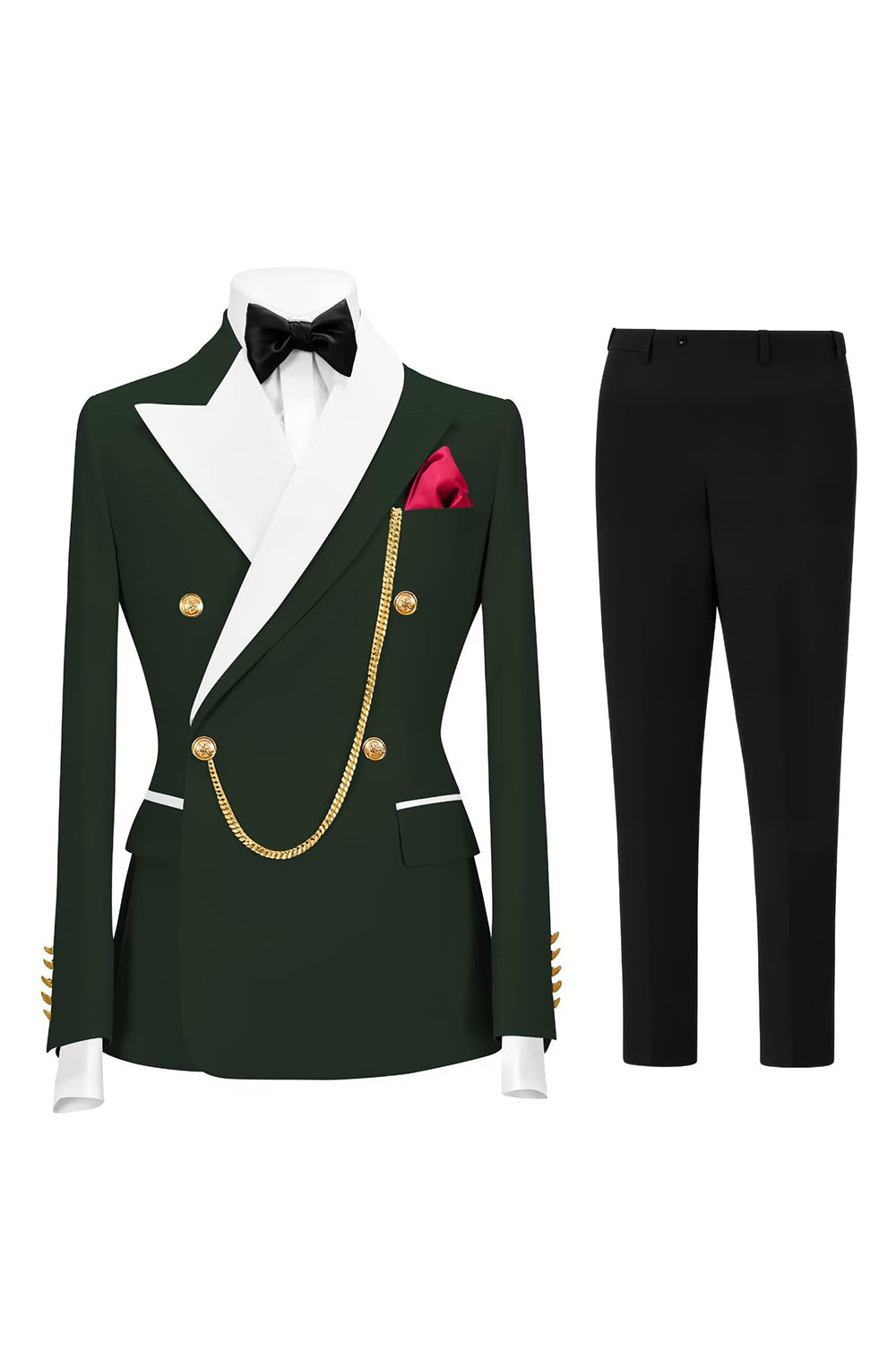 2 Piece Double Breasted Champagne Peak Lapel Men's Prom Suits